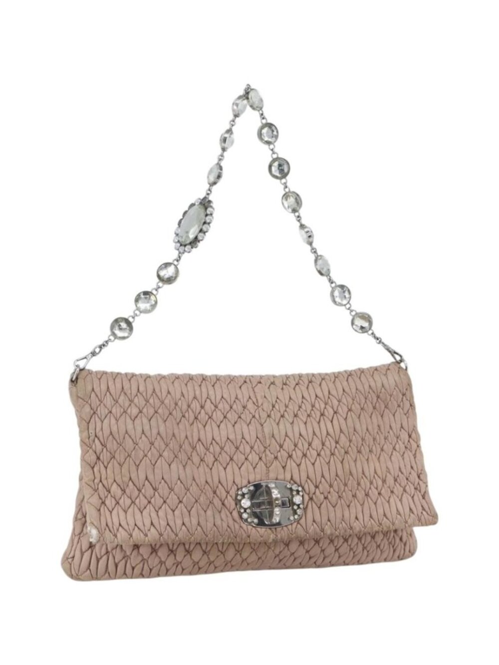 Miu Miu Shoulder Bag Leather Silver Pink